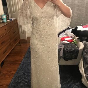 Adrianna Papell Ivory Beaded Cap Gown